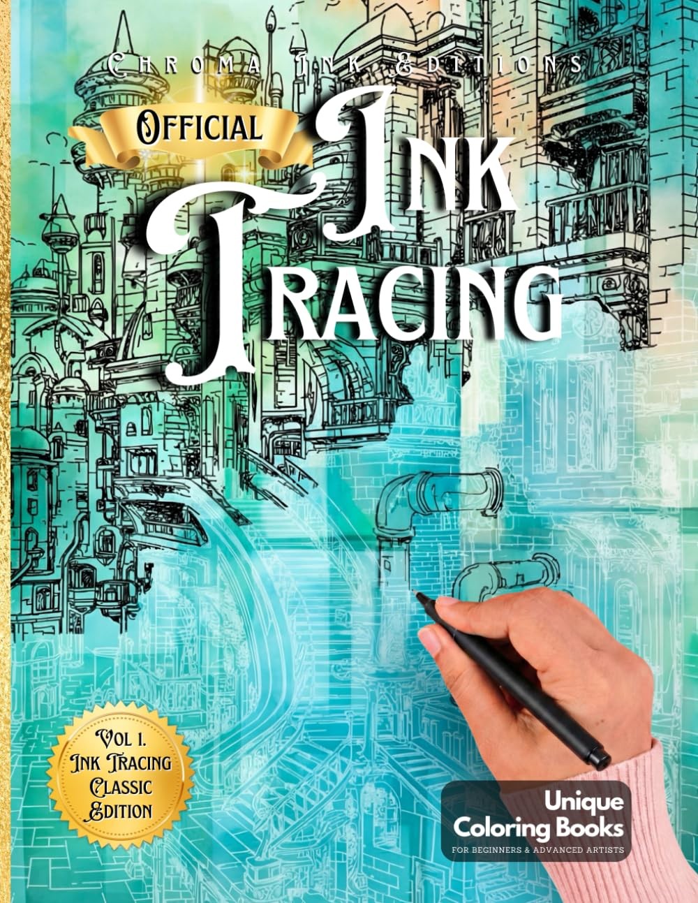 Ink Tracing Coloring Book, Follow the White Lines to Reveal a Unique City. A Ne