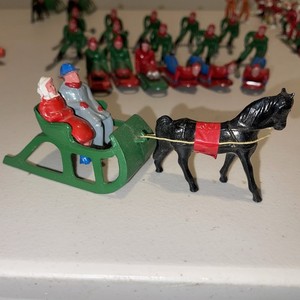 1950'S Barclay Lead Christmas One Horse Sleigh with Passengers. Great condition