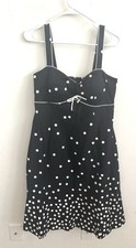 Black White Polka Dot Fit  Flare Sundress Sweetheart Neckline Retro Pinup Style