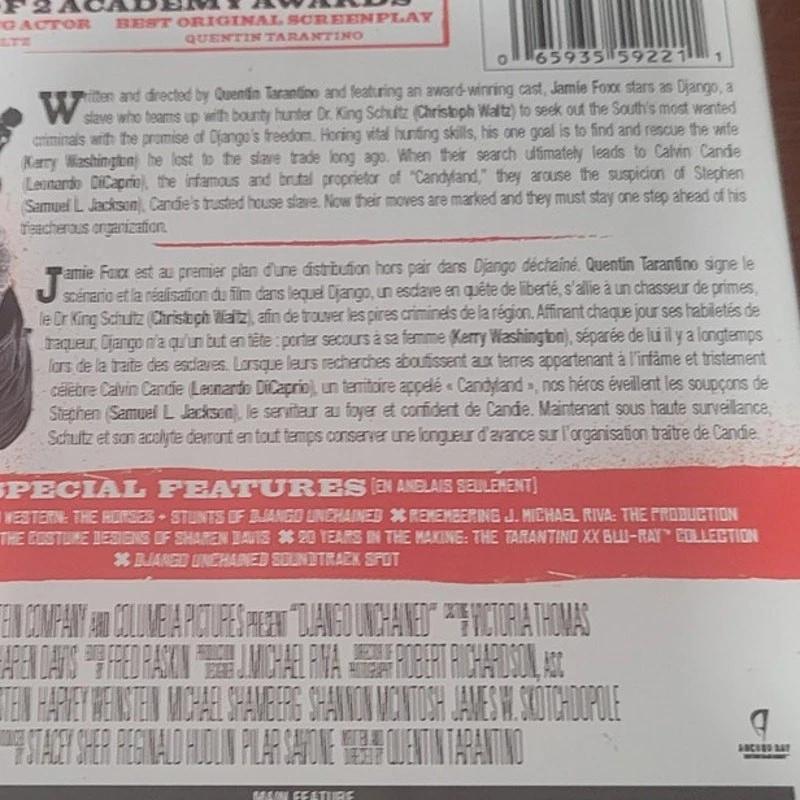 Django Unchained Blu-ray 2012 Quentin Tarantino Western Action Drama Jamie Foxx - Image 4 of 4