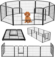 Dog Playpen 8 Panels 24" Height Foldable Heavy Duty Metal Dog Exercise Playpen P