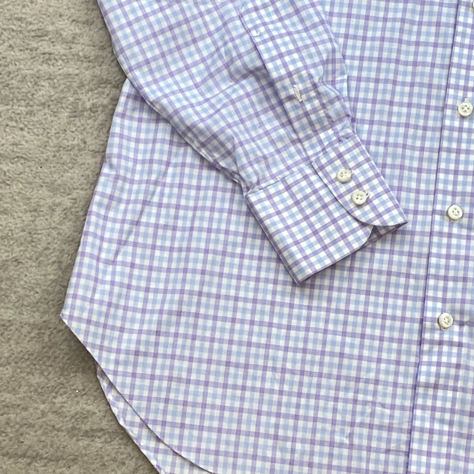 Cesare Attolini Napoli Oxford Button Shirt Medium 17.5 Purple White Dress Mens - Image 2 of 4