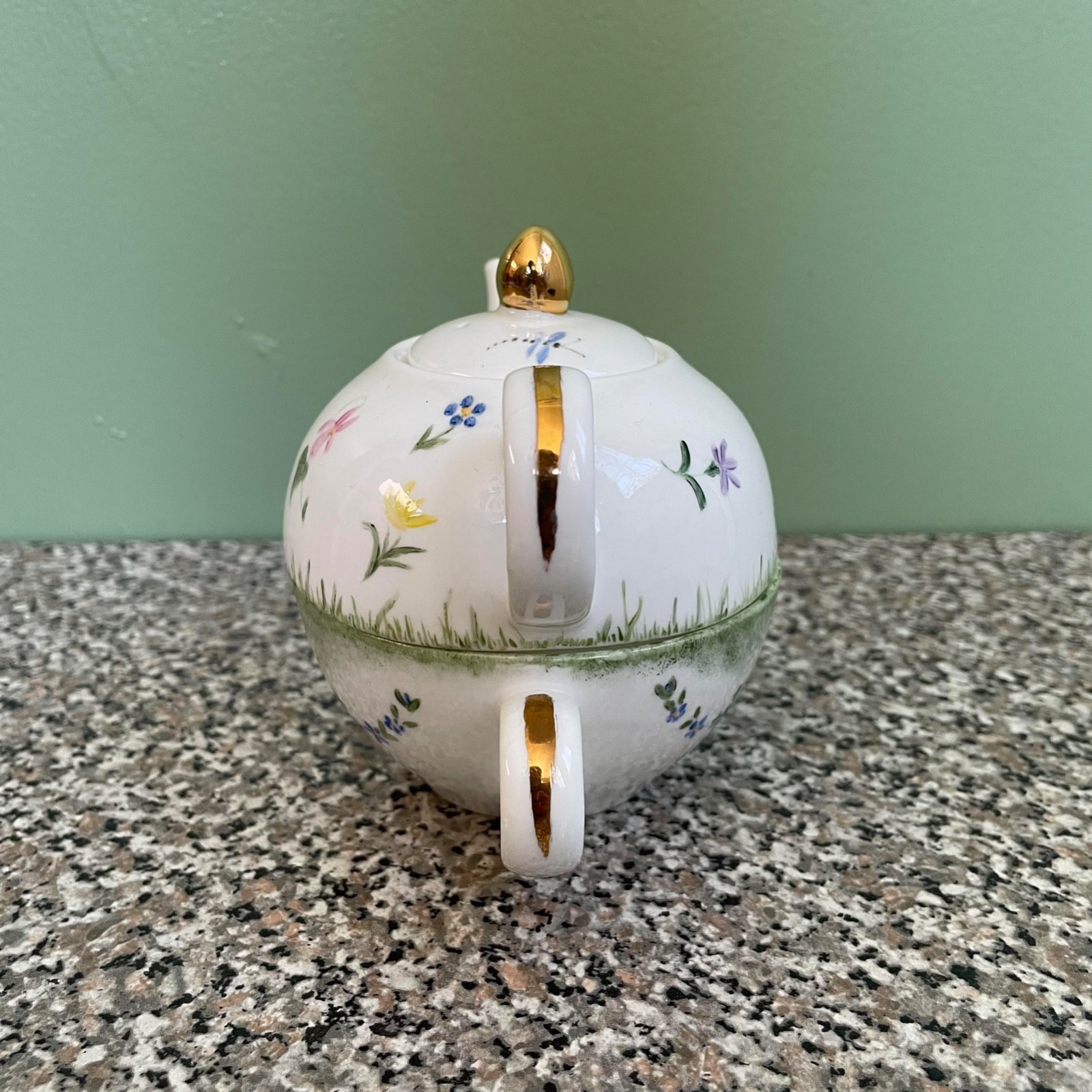 Tea For One Set  3 Piece Cup Pot Lid Hand Painted 1999 Teapot