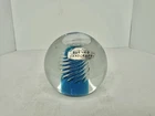 Vintage MCM Blenko Glass 68B Air Twist Paperweight In Turquoise W/label