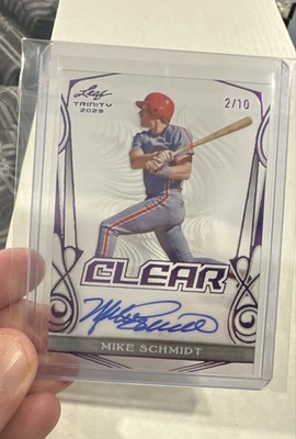 2023 Leaf Trinity - Clear Autographs Mike Schmidt #CA-MS2 Purple /10 (AU)