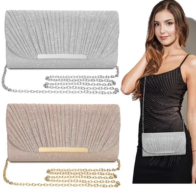 BAIGIO Women Envelope Evening Clutch Bag Lady Bridal Weddings Party Prom Handbag Chain