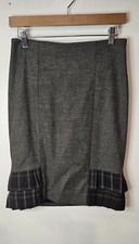 Bebe Skirt 6 Grey Pleated Hem Accents