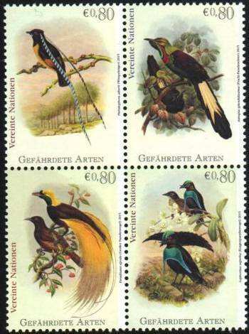 Vereinte Nationen-Wiener Briefmarke 561-564 - Gefährdete Arten-Vögel - Bild 1 von 1
