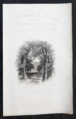 1840 Heaths Original Antique Picturesque Annual Title Page - View Windsor Castle - 第 1/1 張圖片