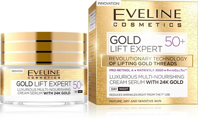 Eveline Cosmetics Gold Lift Expert Cream Serum 24K Gold Nourishing 50+