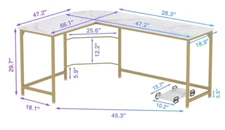 Stunning marble-black and gold-frame corner desk