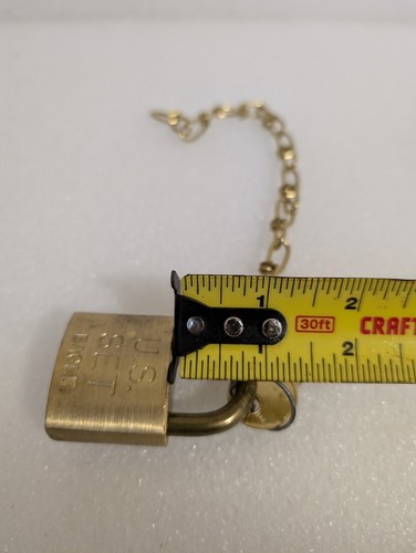 U.S. Eagle Pad Lock ottone massiccio emesso militare con due chiavi e catena vintage - Foto 13 di 14