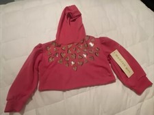 MADDEN GIRL PINK HOODED SWEATSHIRT WITH HEARTS GIRLS Size 4 Toddler NWT