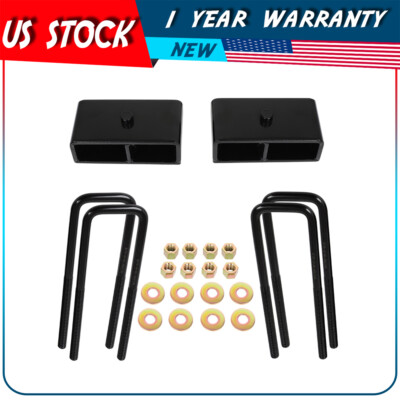 2X Rear Blocks W/U-bolts 2'' Rear Leveling Lift Kit For GMC Sierra 2500Hd 00-10