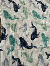 Aden & Anais Seafaring Whale Muslin Cotton Baby Swaddle Blanket Blues Aqua White