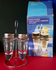NEW SET PEPPER & SALT SHAKERS  SILVER PLATED GLASS from NETHERLANDS ORIGINAL BOX