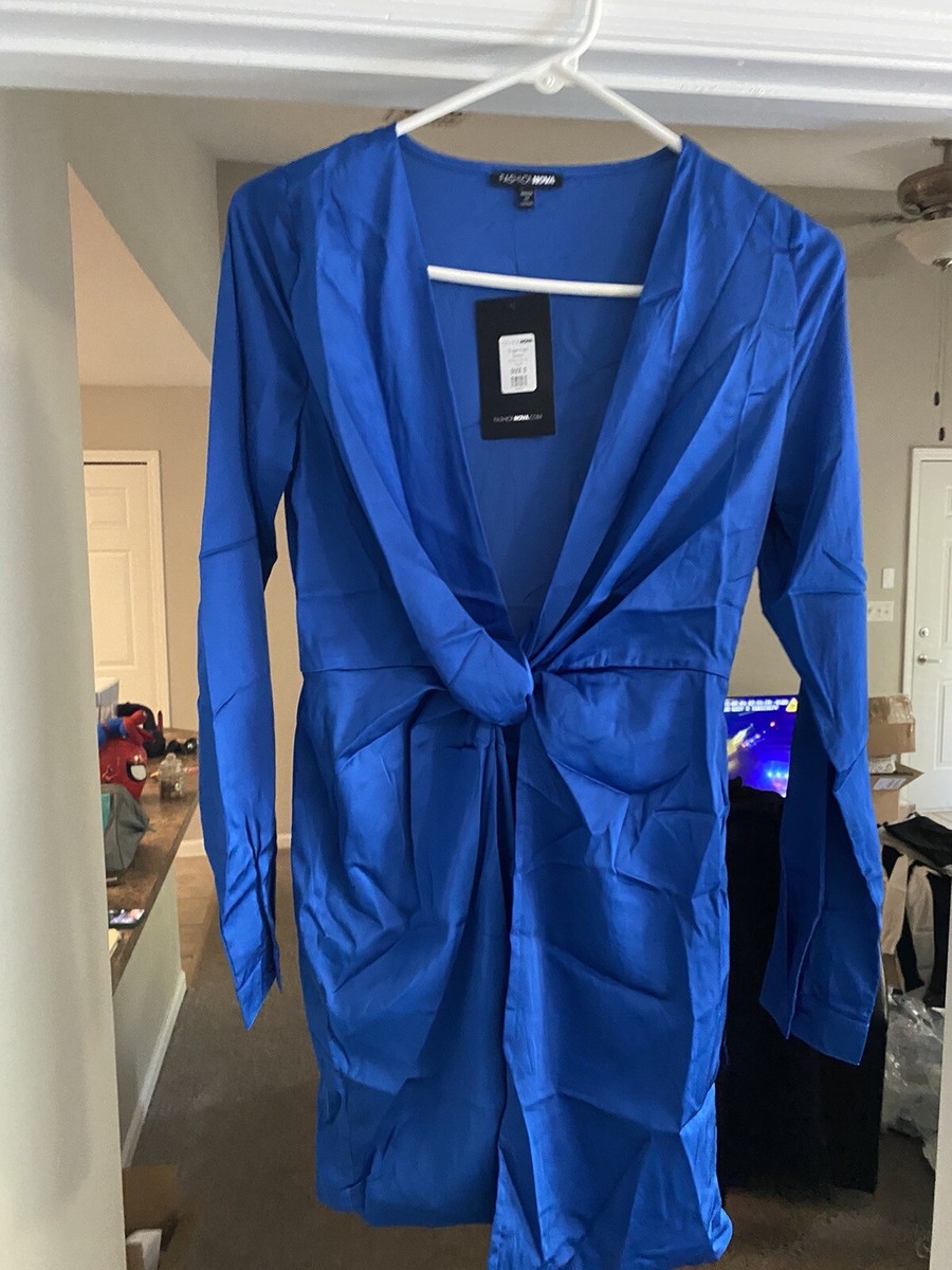 Fashion Nova Womens Royal Blue Sugar Free Style Mini Dress Size - Main Image