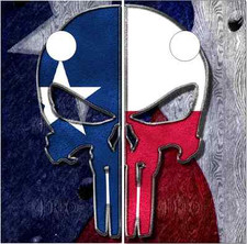 Texas Flag Wood Skull LAMINATED Cornhole Wrap Bag Toss Skin Decal Sticker