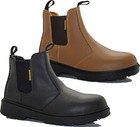 Mens Leather Chelsea Safety Boots Lightweight Dealer Steel Toe Cap Work Boots Sz