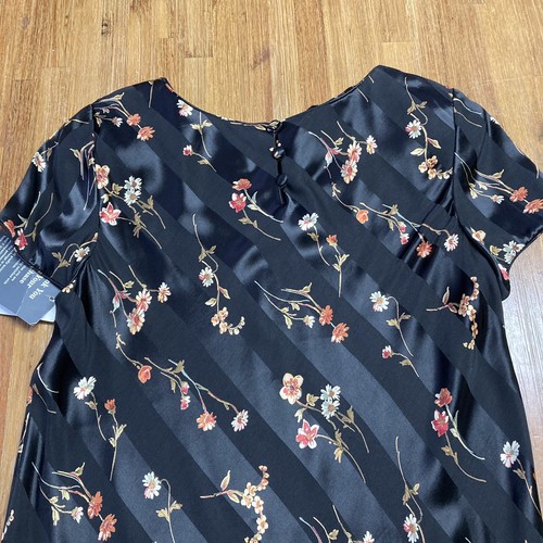 NEW Vintage Liz Claiborne Black Floral Dress Short Sleeve Womens Size 12 Rayon - Picture 11 of 14