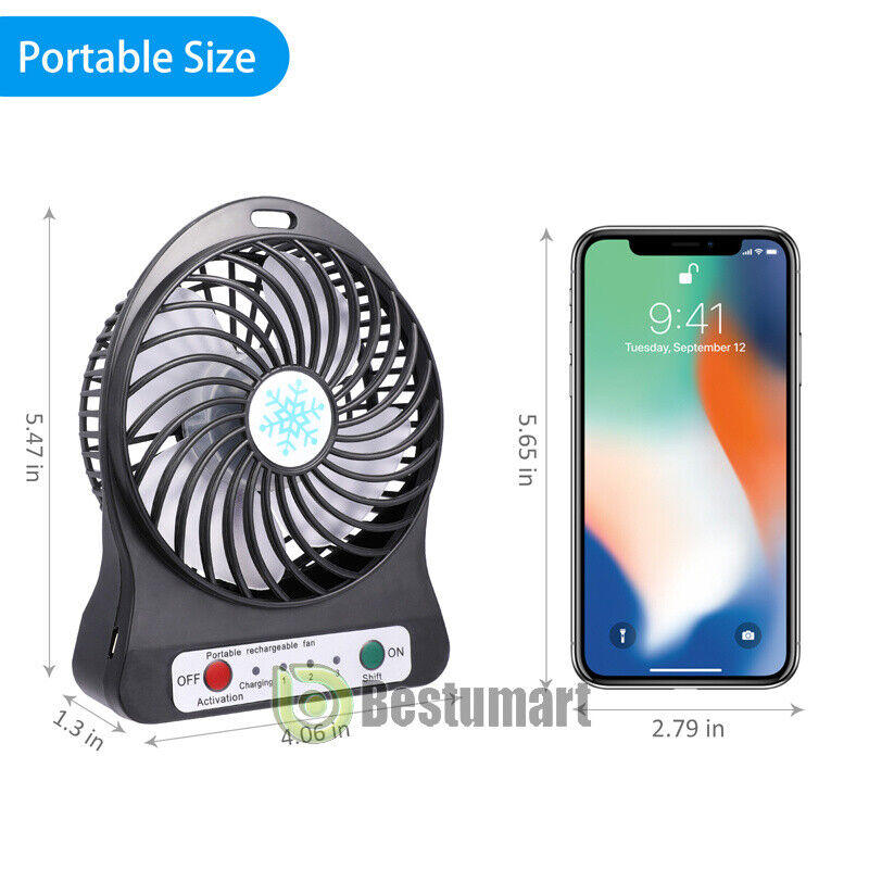 Portable Rechargeable Desk Fan air Cooler Mini Operated Desk 4 Adjustable  Speeds