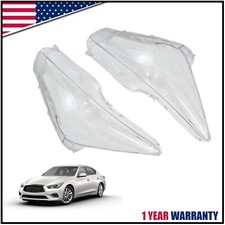 Pair Left + Right Front Headlight Headlamp Lens Cover For Infiniti Q50 2014-2021