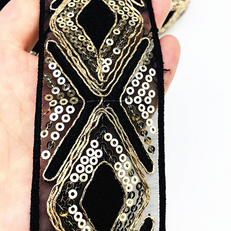 1Yard 5cm Mesh Sequins bing Ribbon Embroidered Lace Trim Sewing