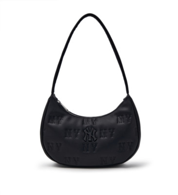 ★MLB Korea★ Quilted Hobo Bag Large NY Black 3ABQL0936-50BK MLB Classic Monogram New Embossed Hobo Bag NY (Black
