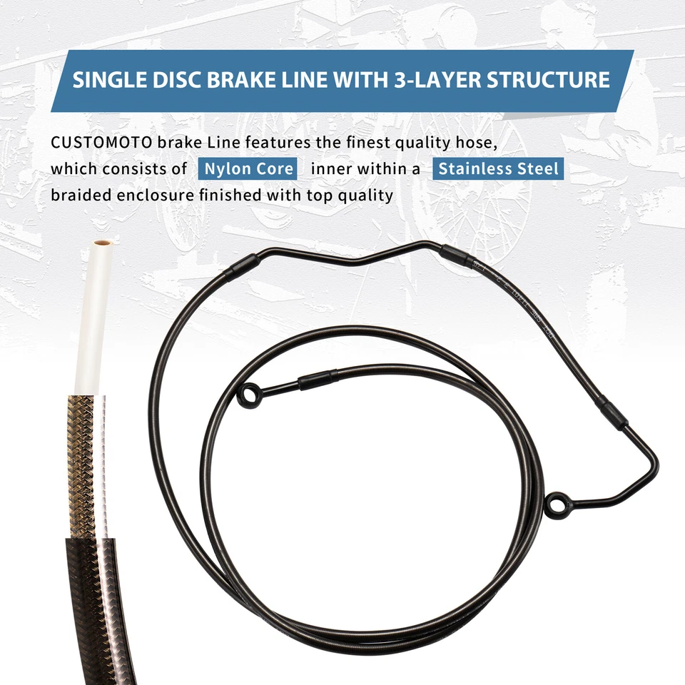 Cables de freno ABS embrague extendido Street Glide de 12" para Harley Touring '08-'13 Foto 4 de 4
