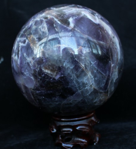 4644 g bola de cristal de cuarzo amatista de sueño natural con bandas caídas Chevron 4644 g - Imagen 9 de 11