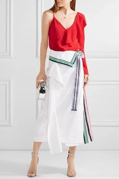 Saia Georgette de Linho 6 SEM CINTO DIANE von FURSTENBERG DVF Plissada Acabamento em Grosgrain - Imagem 4 de 4