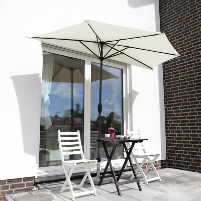 Sekey Halbrunder Sonnenschirm 270cm Wandmontage Wandschirm mit Kurbel Balkon