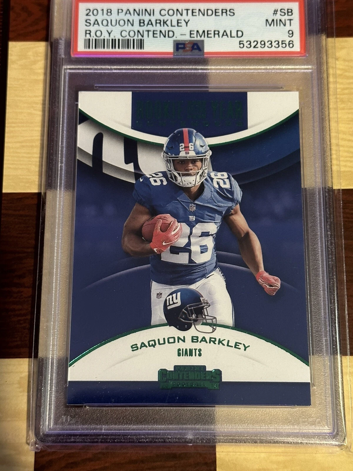 Saquon Barkley Panini Contenders Rookie of the Year Contenders #SB Emerald