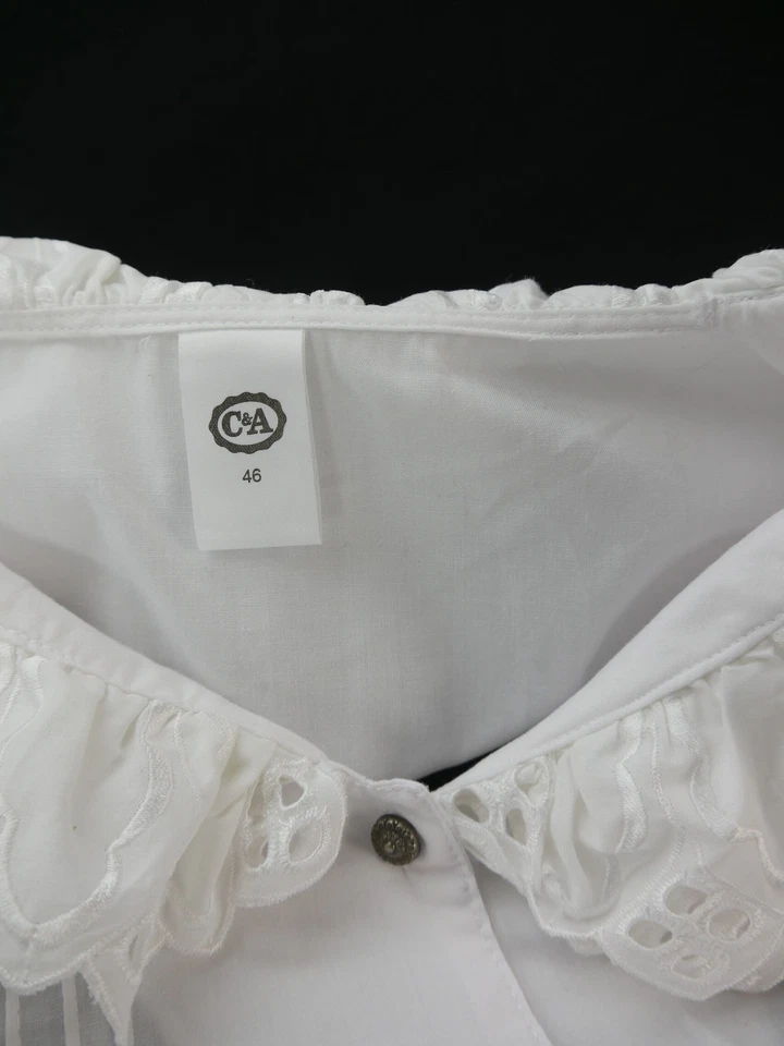 Gr.46 Trachtenbluse weiß Bluse für Dirndl C&A Baumwollmischung Spitze TB9340 - Bild 4 von 4