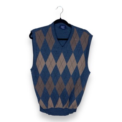 LARGE VINTAGE HAGGAR ARGYLE SWEATER VEST COTTON - Main Image