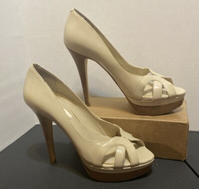BCBG Beige Peep-toe Platform Stiletto High Heels Pumps Women's Sz 6B