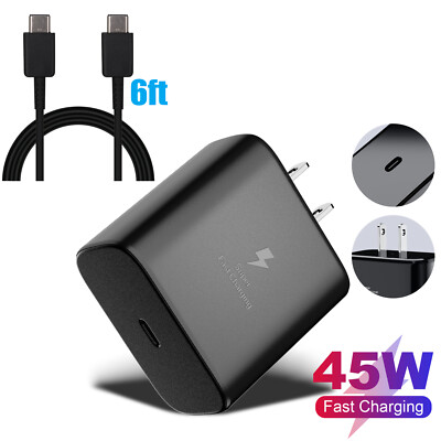 45W USB-C Super Fast Charger Wall Adapter+6ft Cable For Samsung Galaxy S22 S21