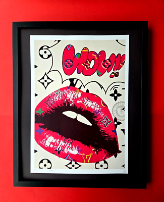 #ad Death NYC Hand Signed Large Framed Print 16x20in MY WOW LIPS WITH COA #9 $275.00