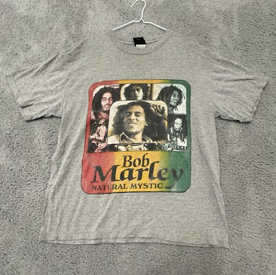 Vintage Bob Marley Natural Mystic Double Sided Gray T-Shirt Mens XL Reggae 90s