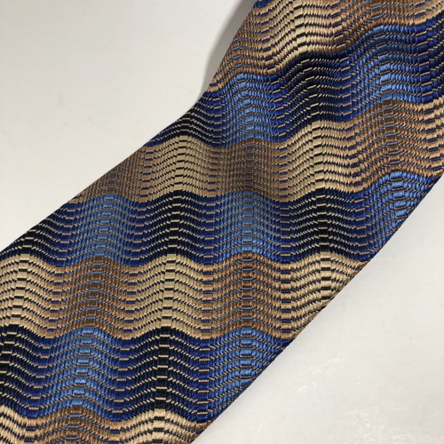 BURDI-Chicago Blue Gold Striped 100% Silk Neck Tie Made in Italy 57" x 3.75" - Picture 3 of 7
