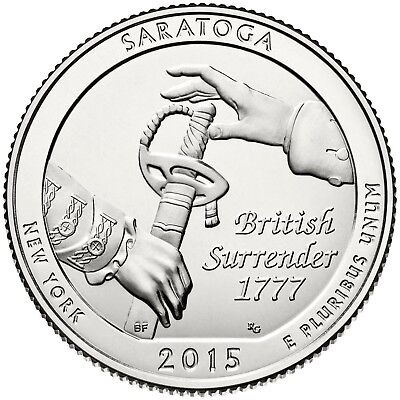 2015 SARATOGA NEW YORK /"ATB/" NATIONAL PARK QUARTER P or D MINT 1-COIN FREE