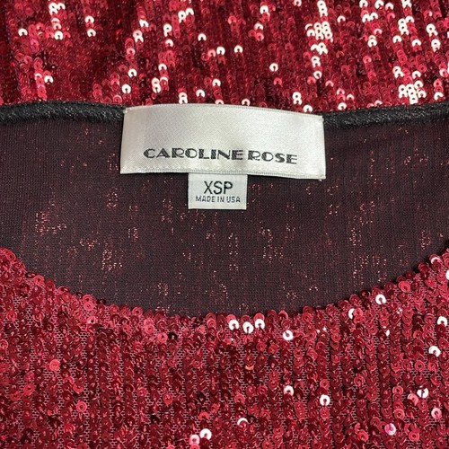 Top tunica Caroline Rose rosso con paillettes in maglia, taglia XSP - Foto 5 di 7