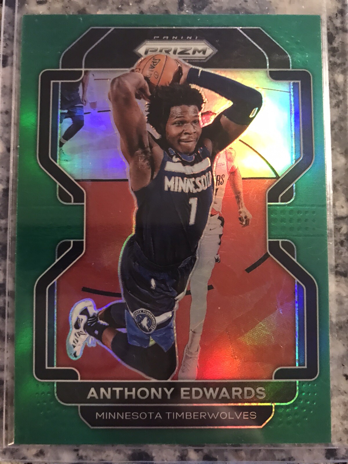 ANTHONY EDWARDS GREEN PRIZM! 2021-22 PANINI PRIZM BASKETBALL 37 SP!