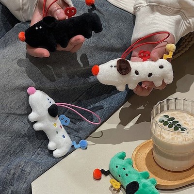 Cartoon Plush Puppy Keychain Cute Plush Stuffed Dog Doll Toy Keyring Bag Pendant