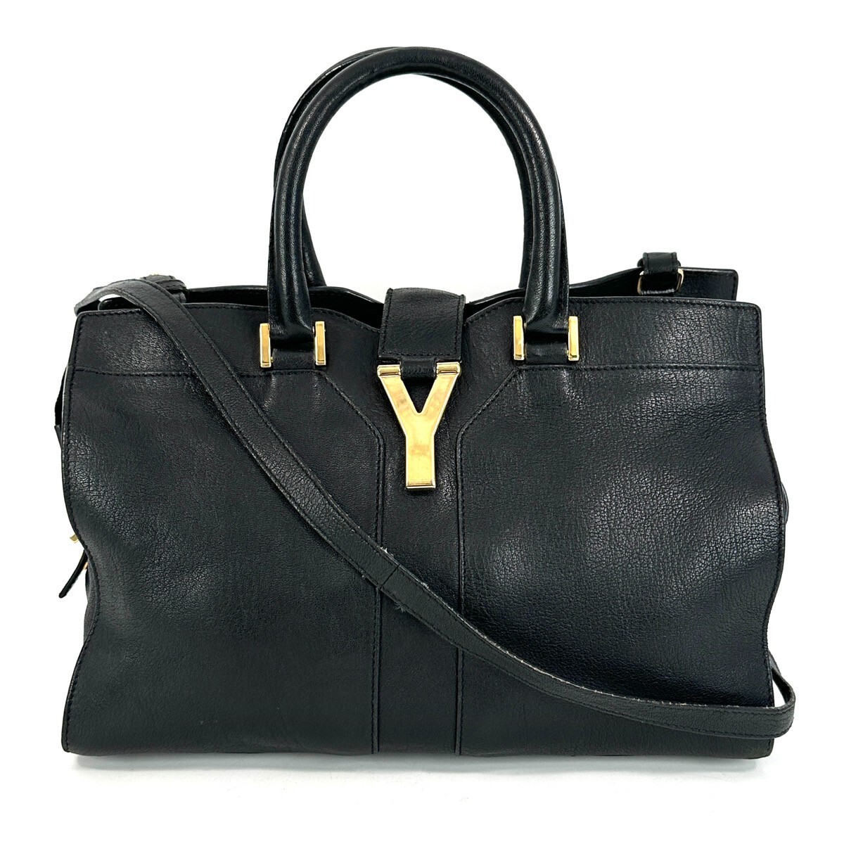 Borsa a tracolla Yves Saint Laurent YSL Cabas a mano 2 vie in pelle nera autentica