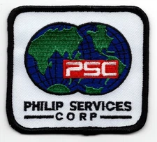PSC Philip Services Corp USA Canada Metal Recycler Patch Logo Obsolete 3.25x3"