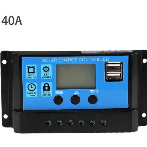 Régulateur solaire 40A pour recharger la batterie de cabane isolée et van avec USB