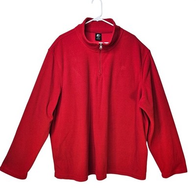 Starter Mens Holiday Red Flannel Waffle Knit 1/4 Zip Sweater Top 2XL Normcore