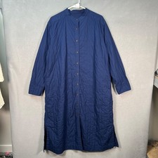 Uniqlo Womens Large Blue Long Button-Down Midi Dress 100% Cotton