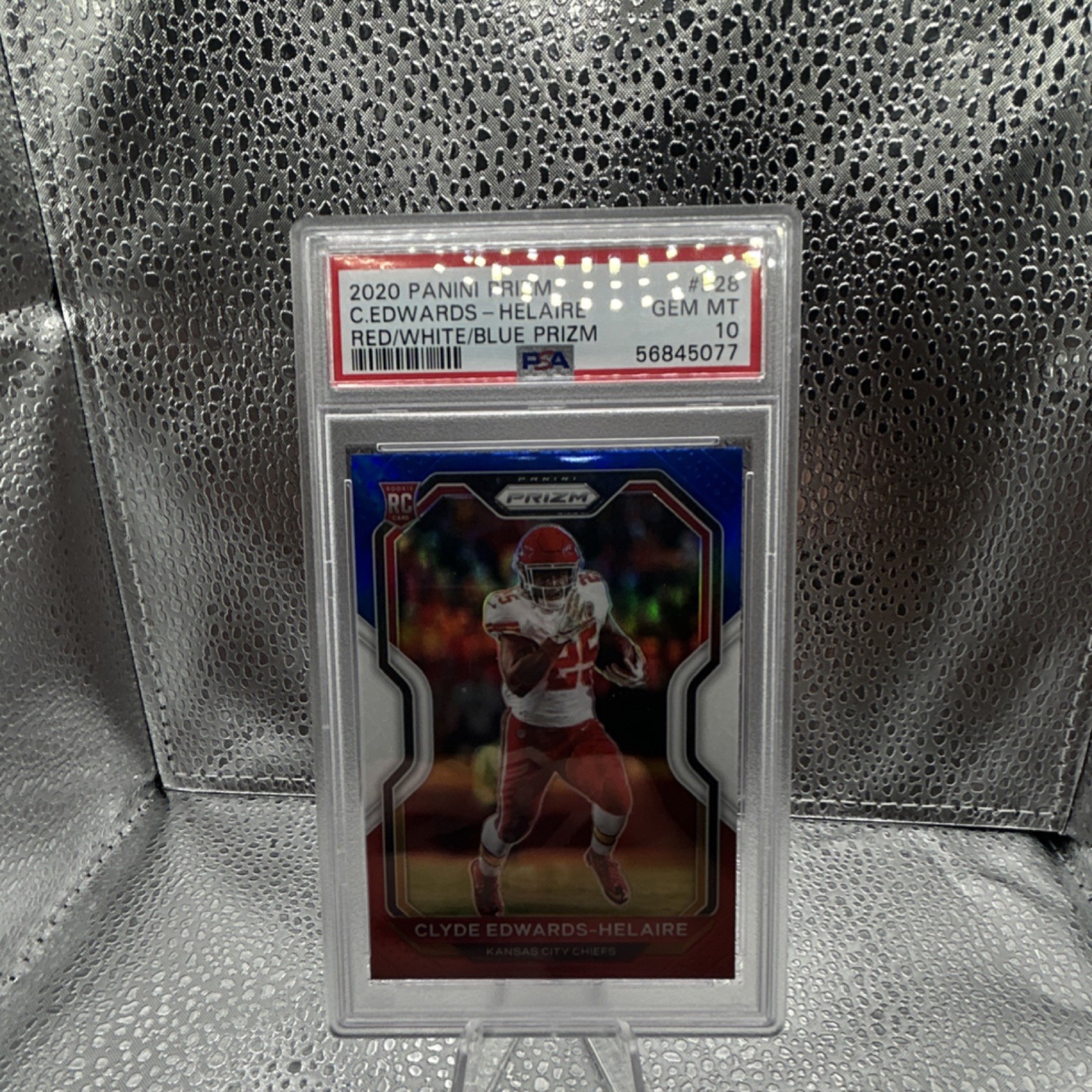 2020 Panini Prizm Clyde Edwards-Helaire Red White Blue Prizm Rookie PSA 10 #328
